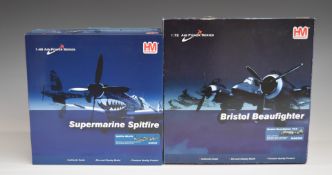 Two Hobby Master 1:72 scale diecast model vehicles Bristol Beaufighter HA2309 and Supermarine