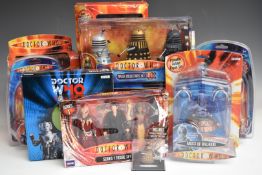 A collection of Doctor Who action figures and toys including Series 1 Figure Set, Dalek Collectors
