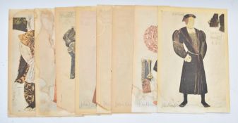 Eight costume prints for TV series 'Henry VIII', each 40 x 28cm