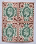 GB 1902-10 King Edward VII in blocks of four, top two on each block are MM and bottom two UM (to two