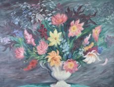 Margaret Graeme Niven (1906-1997) oil on canvas still life of flowers in a vase, signed Niven