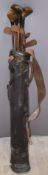 WW1 era vintage golf clubs and bag