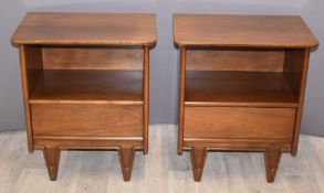 Pair of Gibbard retro / mid century modern elm bedside cabinets, W53 x D36 x H63cm