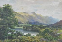 Samuel Bourne (1834-1912) watercolour Lake District landscape 'The Embowered Head of Ullswater',