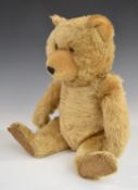 Chiltern Ting-a-Ling Teddy bear with chimes, blonde mohair, shaved snout, straw filling, disc