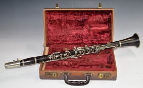 Boosey and Hawkes cased rosewood clarinet series 2-20, with nickel fittings