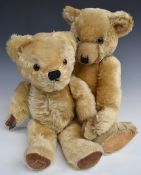 Two Chad Valley, Merrythought or similar Teddy bears, one with blonde mohair, shaved snout, disc