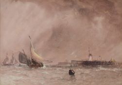 Attributed to William Roxby Beverley (1811-1889), maritime watercolour sailing ships rounding a