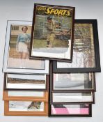 Nine framed early sports personality autographs including Len Hutton, Harold Abrahams, Gordon