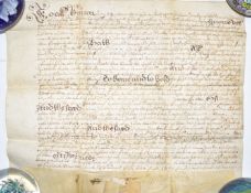 1655 Commonwealth period indenture on vellum, relating to the Port of Hastings in Sussex and