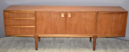 G Plan retro mid century sideboard, fitted three drawers, double cupboard and fall flap compartment,