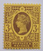 GB 1891 Jubilee issue 3d purple on orange SG204 UM example with Brandon certificate. SG cat £1,300