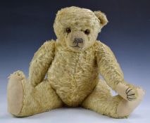 Farnell Teddy bear with growler, blonde mohair, shaved snout, soft filling, disc joints, cloth