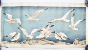 Arthur Rigden Read (1879-1955) woodcut study of birds 'Seagulls', signed and titled to lower margin,