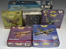 Six 1:72 scale model aeroplanes comprising four Corgi The Aviation Archive World War II Battle For