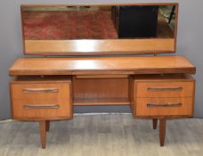 G Plan retro mid century dressing table, fitted four drawers and central pull out tray, L152 x D46 x