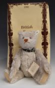 Steiff 1911 Replica Teddy bear with growler, grey mohair, disc joints, cloth pads, stitched features