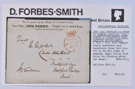 GB 1840 House of Commons one penny envelope, 25th February 1840 London to Stratfield Say, Hartford