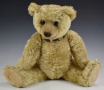 Farnell Teddy bear with growler, blonde mohair, shaved snout, straw filling, disc joints, cloth pads