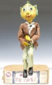 Pelham Puppets Mr Turnip puppet with wooden body, metal joints, painted hands and face, pale green