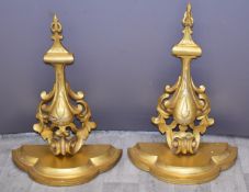 Pair of ornate giltwood pier brackets, W41 x D20 x H63cm