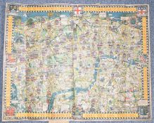 Wonderground Map of London Town drawn by MacDonald Gill, painted and published by The Westminster