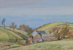 Peter Hesp (1927-2015) pastel Yenworthy Farm near Porlock, signed lower right, 31 x 44cm, in gilt
