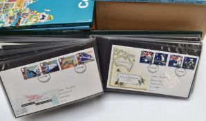 A world stamp collection in six albums and loose, together with four folders of GB first day covers
