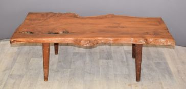 Reynolds of Ludlow yew wood plank topped table, L120 x D63 x H39cm