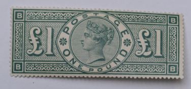 GB 1887 Queen Victoria £1 green SG212 UM example. SG cat £5000