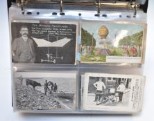 Postcard album entitled 'Disasters and Unusual' containing approximately 280 cards including