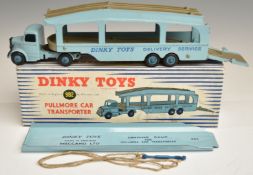 Dinky Toys diecast model Pullmore Car Transporter with blue cab, trailer and hubs, 982, complete
