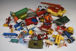 Thirty-six Corgi, Dinky, Matchbox and Britains diecast model commercial, agricultural and military