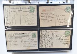 An album of approximately 260 postcards and postal history including postmarks Queen Victoria