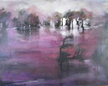 Marianne Grant (1921-2007) oil on board landscape with trees, signed lower left, 47.5 x 62cm, in