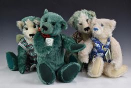 Four Vina Hollis for Bolebridge Bears Teddy bears Chrissy, Starlight, Marmion and Etienne, all