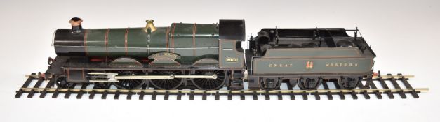 Kit or scratch built 0 gauge 3-rail electric model railway GWR 4-6-0 locomotive 2908, with length of