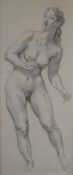 Norman Alfred William Lindsay (Australian 1879-1969) pencil / charcoal study of a female nude,