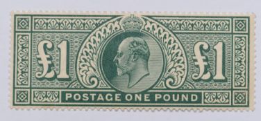 GB 1911 King Edward VII £1 green SG320 MM example. SG cat £2000