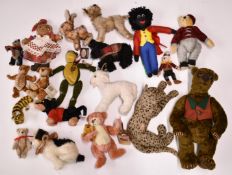 Nineteen various Teddy bears and animals including Steiff style miniature animals, straw filled