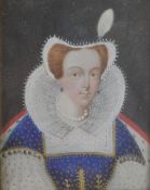 Portrait miniature of Mary Stuart Queen of Scotland, framed with a contemporary specially