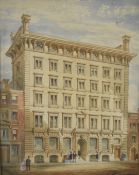 C P Stevenson 19thC watercolour architectural study Powys Street, Woolwich, signed lower right, 43 x