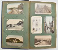 Edwardian postcard album of approximately 228 cards, mainly topographical, with a good