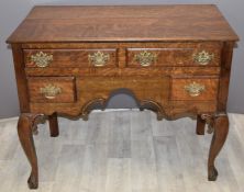 19thC oak lowboy raised on cabriole legs and fitted four drawers, W91 x D50 x H75cm