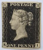 GB 1840 1d black MM example with four clear margins