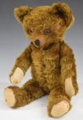 American Teddy bear with squeaker, brown mohair, soft filling, disc joints, felt pads and stitched