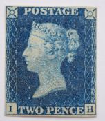 GB 1840 2d blue IH four clear margins, mint with a little patchy gum on reverse. SG cat £38,000