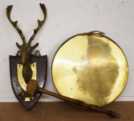 Deer head brass gong, D23cm