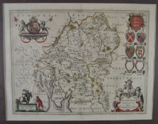 Robert Mordan map of Westmorland, 42 x 54cm in gilt frame