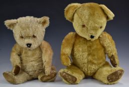 Two Chad Valley or similar Teddy bears each with growler, blonde or golden mohair, disc joints, felt